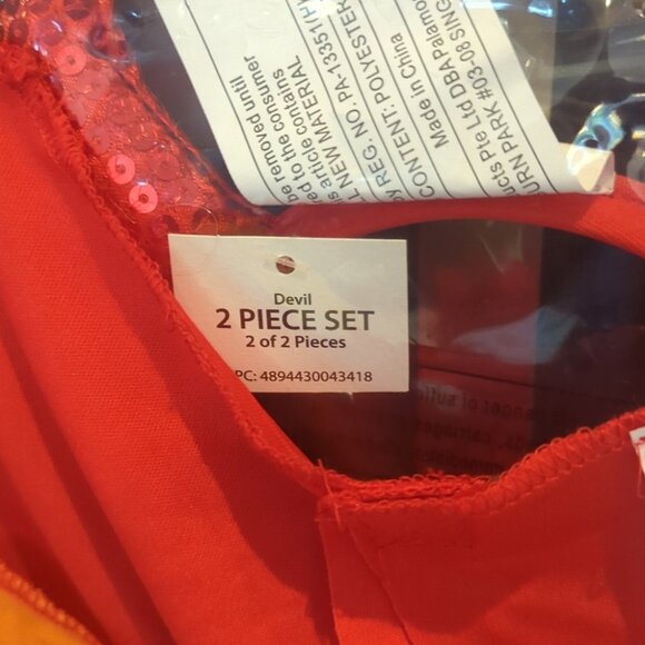 Red and Orange Kids 2 Piece She Devil Costume - Size 12-14 NWT - Picture 3 of 4